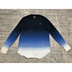 Hollister Ombre Long Sleeve Tee in Navy Blue to White